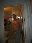 Shirtless in jeans