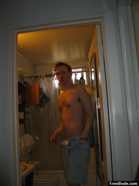 Shirtless in jeans