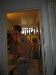 Shirtless in jeans