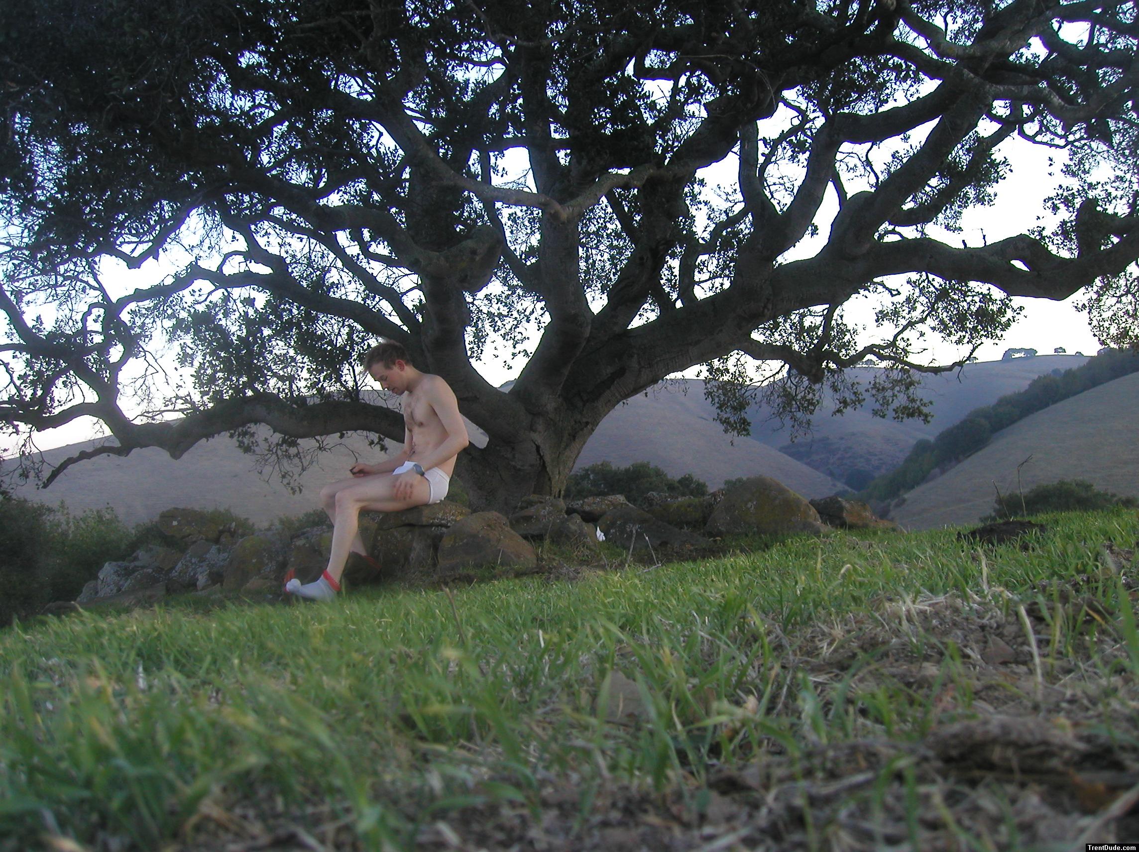 Undressing by a tree, Tommy Hilfiger underwear