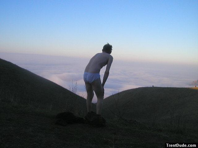 Checking out the clouds in Tommy Hilfiger underwear (rear)
