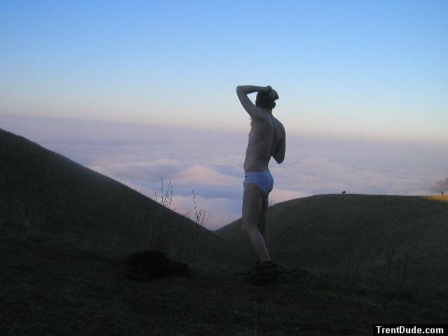 Checking out the clouds in Tommy Hilfiger underwear