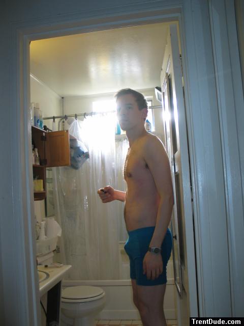 Blue boxer briefs (hairy chest)