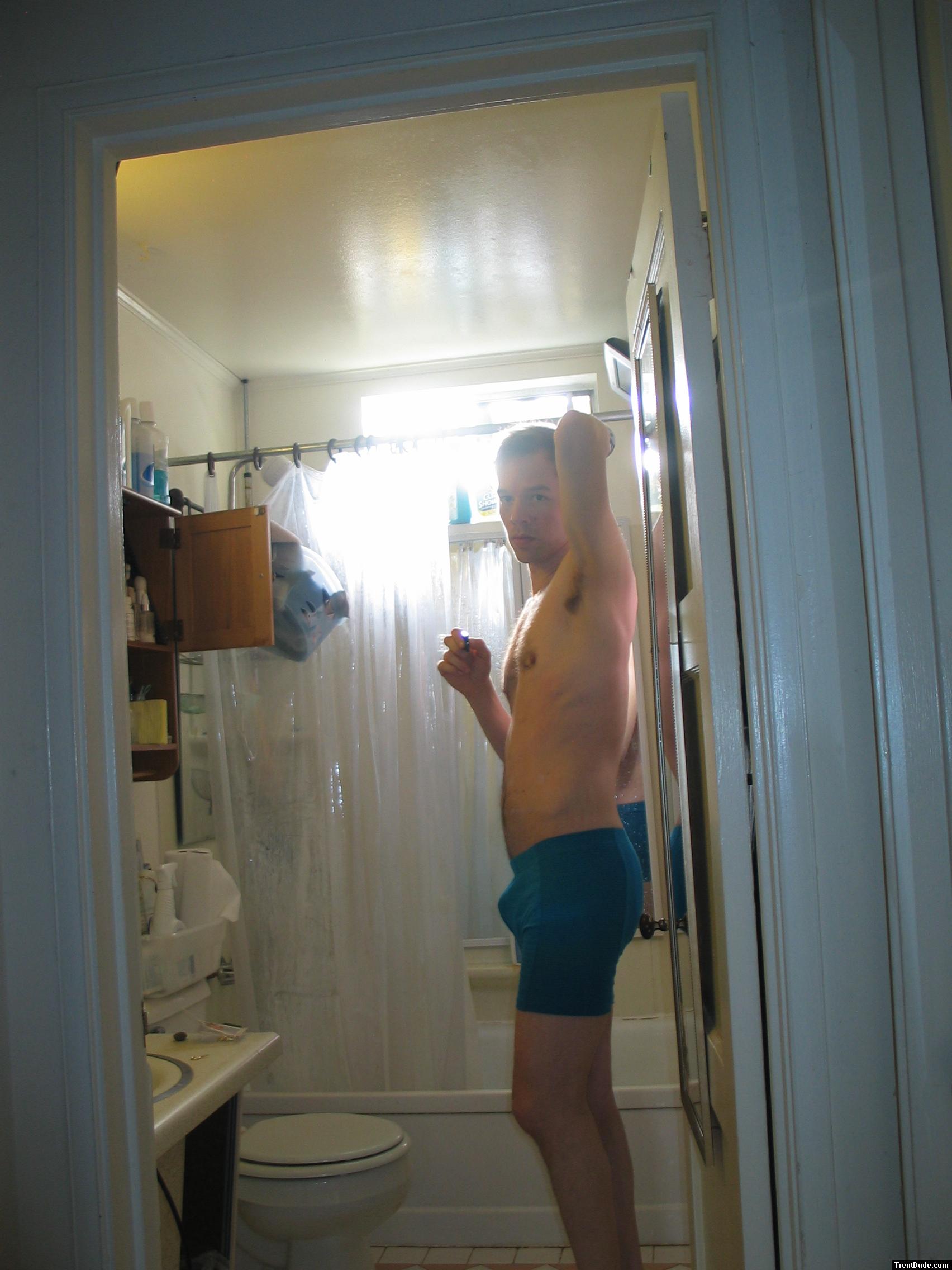 Blue boxer briefs (armpit)