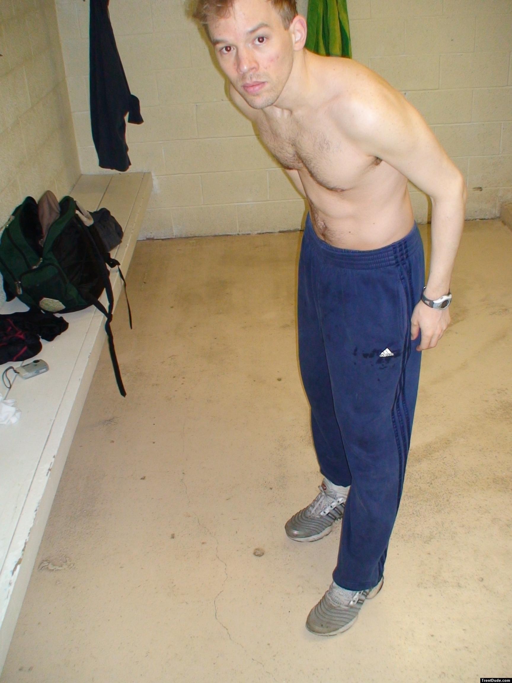 Hairy chest in sweats