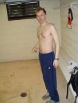 Hairy chest in sweats