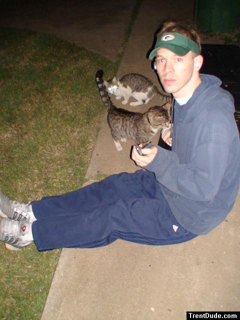 a dude with cats