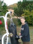 Punching bag and scarf