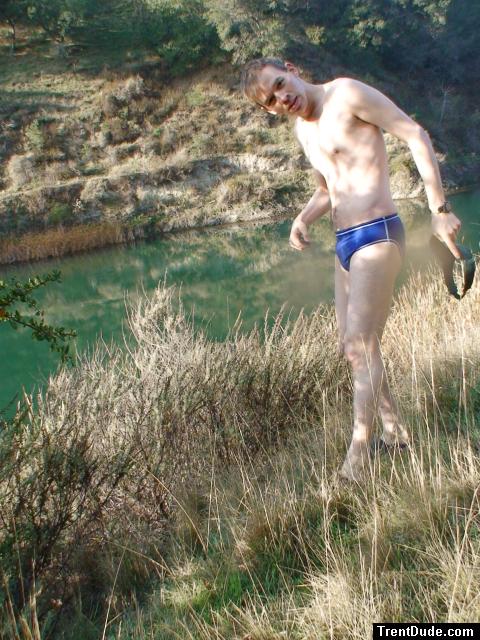 Aquablade speedo at a secluded swim hole