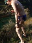 Tired after hiking to get to the secluded swimming place (Aquablade speedo)