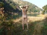 Calvin Klein thong at the lake (rear)