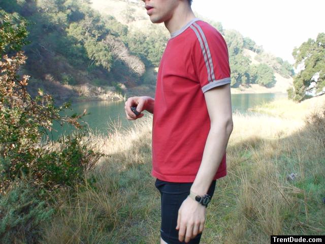 At the lake in Nike running tights