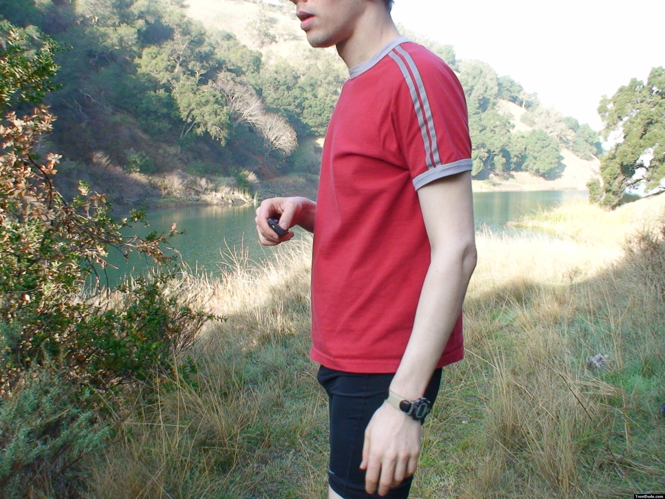 At the lake in Nike running tights