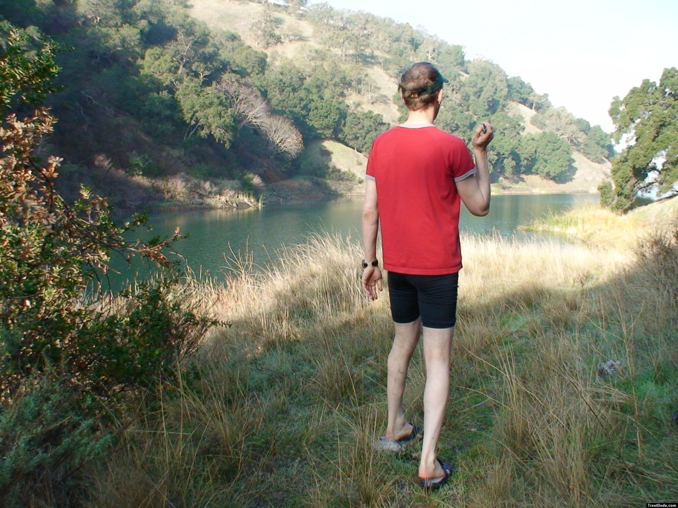 At the lake in Nike running tights