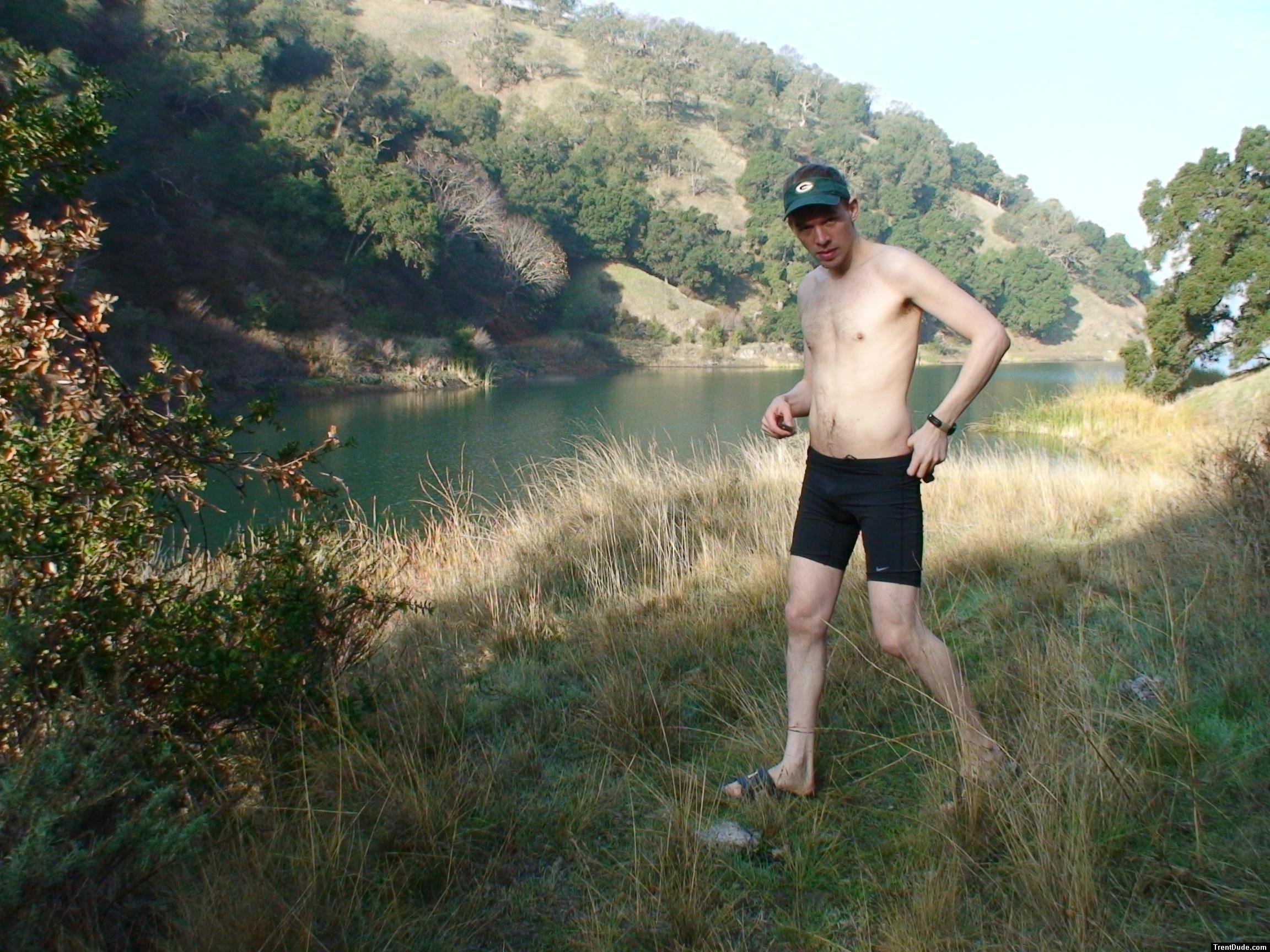 At the lake in Nike running tights