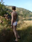 Near a pond in Tommy Hilfiger briefs (best)