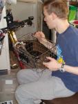 Working on a bike in sweats