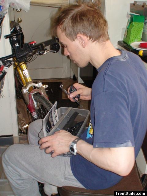 Working on a bike