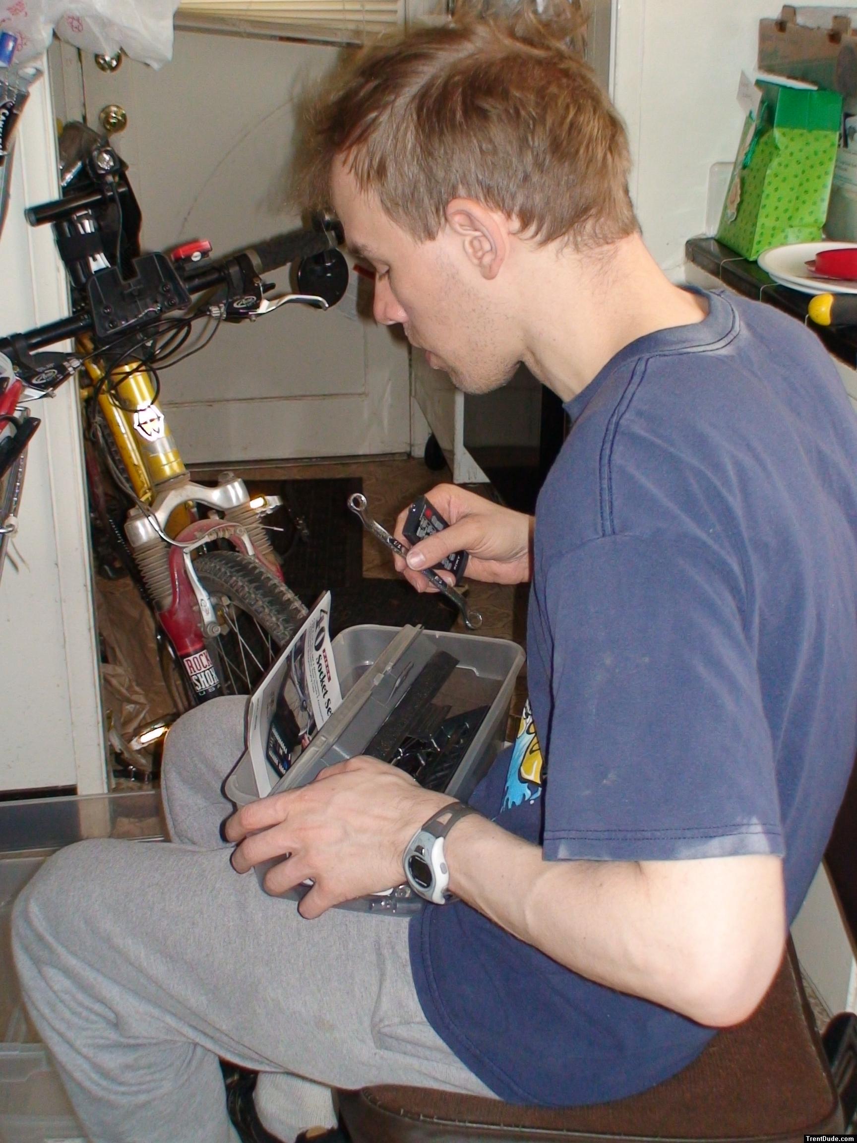 Working on a bike