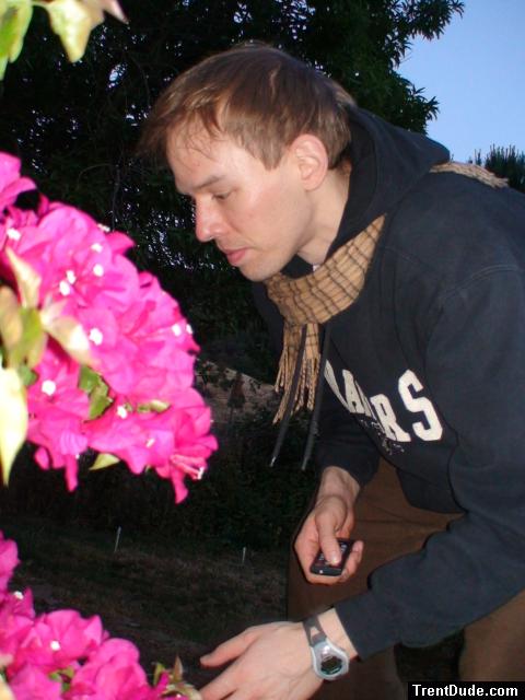 standing with flowers