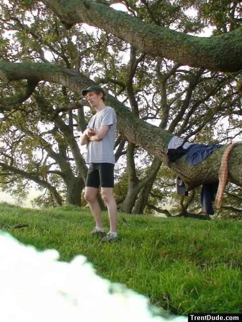 Standing in compression shorts