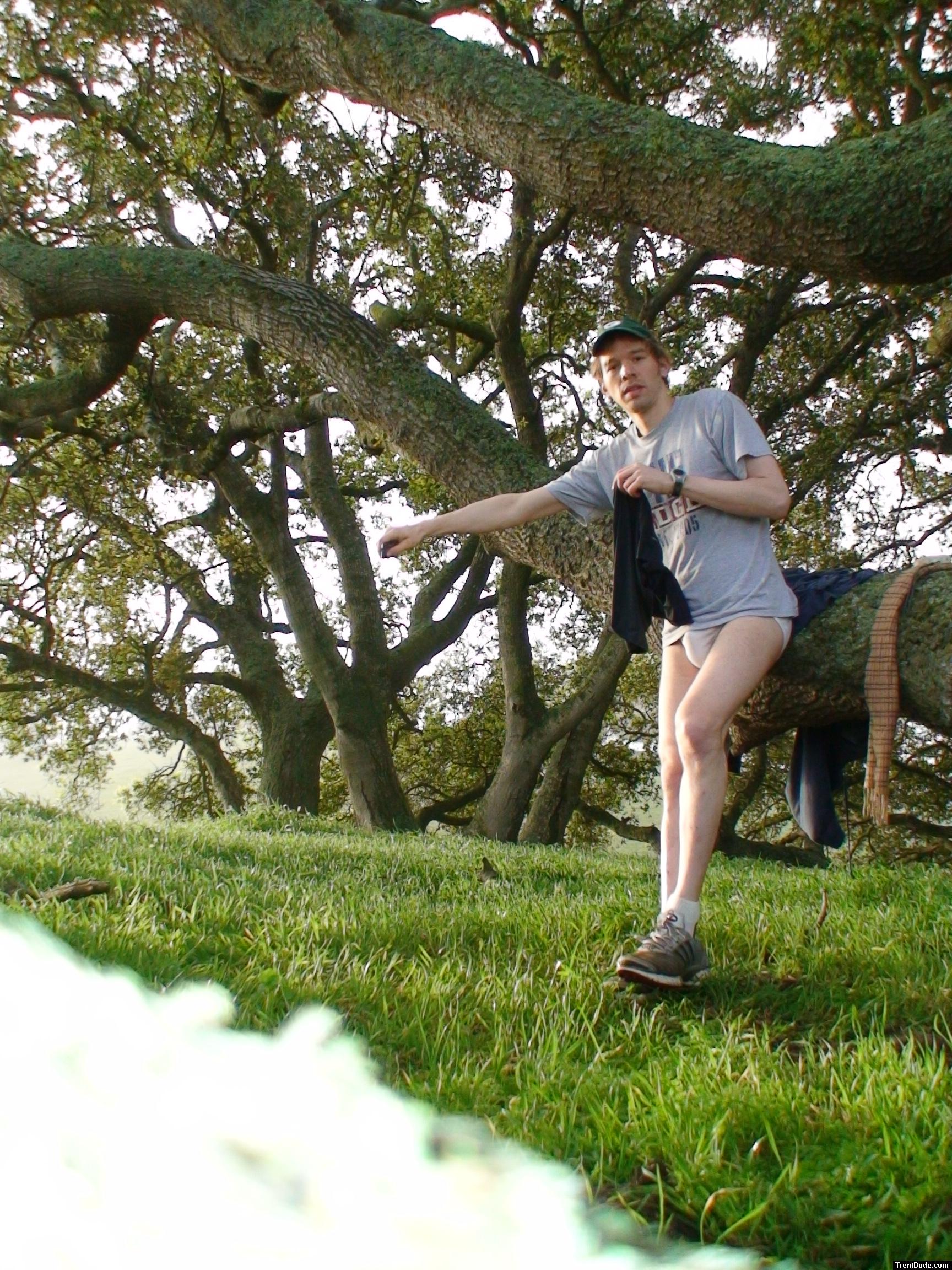 holding Nike compression shorts