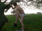 Changing in front of the cattle (Jockey briefs)