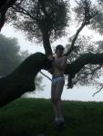 Jockey underwear next to a tree