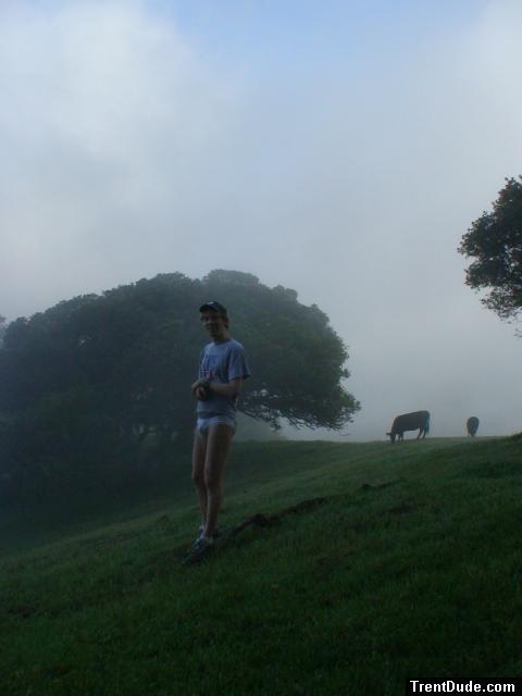Smiling in Jockey briefs with the cows