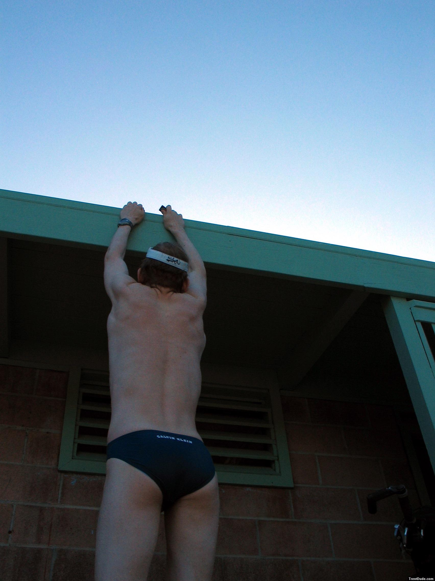 Calvin Klein navy speedo from Macys.com (best, rear)