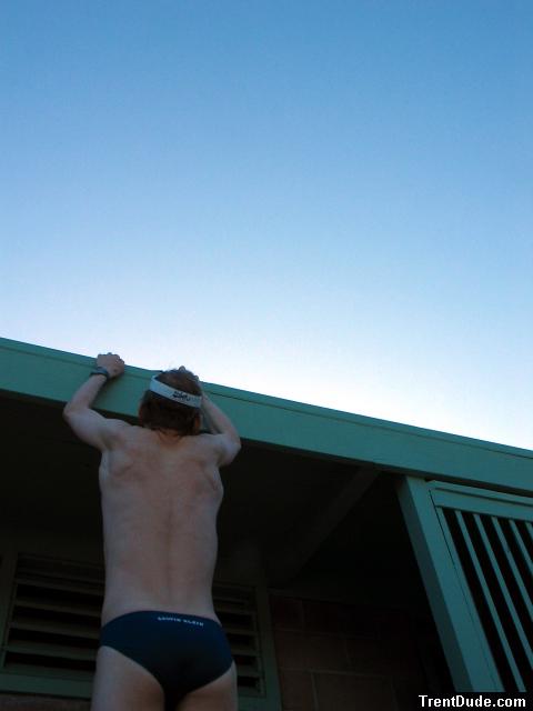 Calvin Klein navy speedo from Macys.com (best, rear)