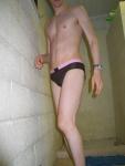 Swimmer jumping into the shower