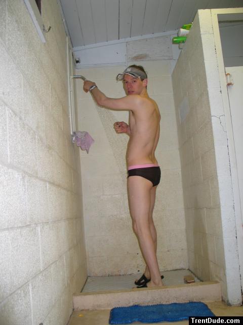 Ami Sanzuri swim Brief in the shower
