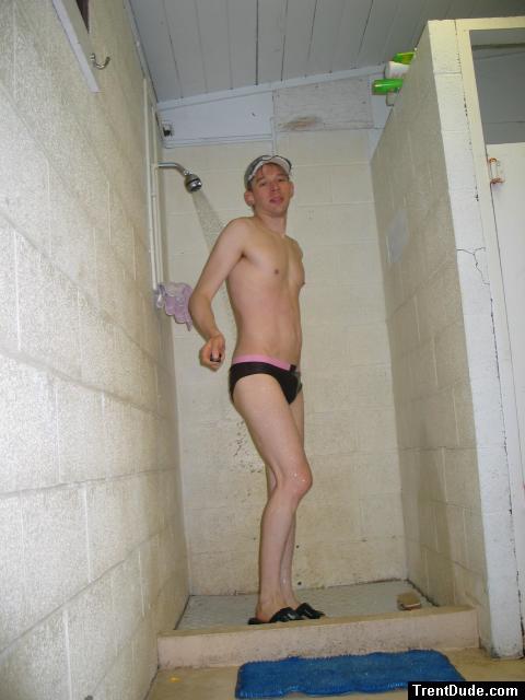 Ami Sanzuri swim Brief in the shower