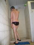 Ami Sanzuri swim Brief in the shower (rear)