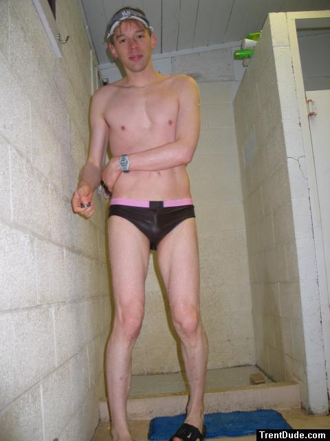 Ami Sanzuri swim Brief in the shower