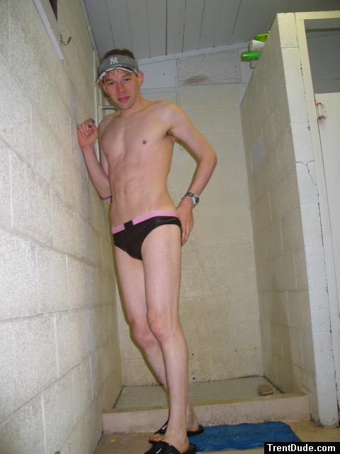 Ami Sanzuri swim Brief in the shower